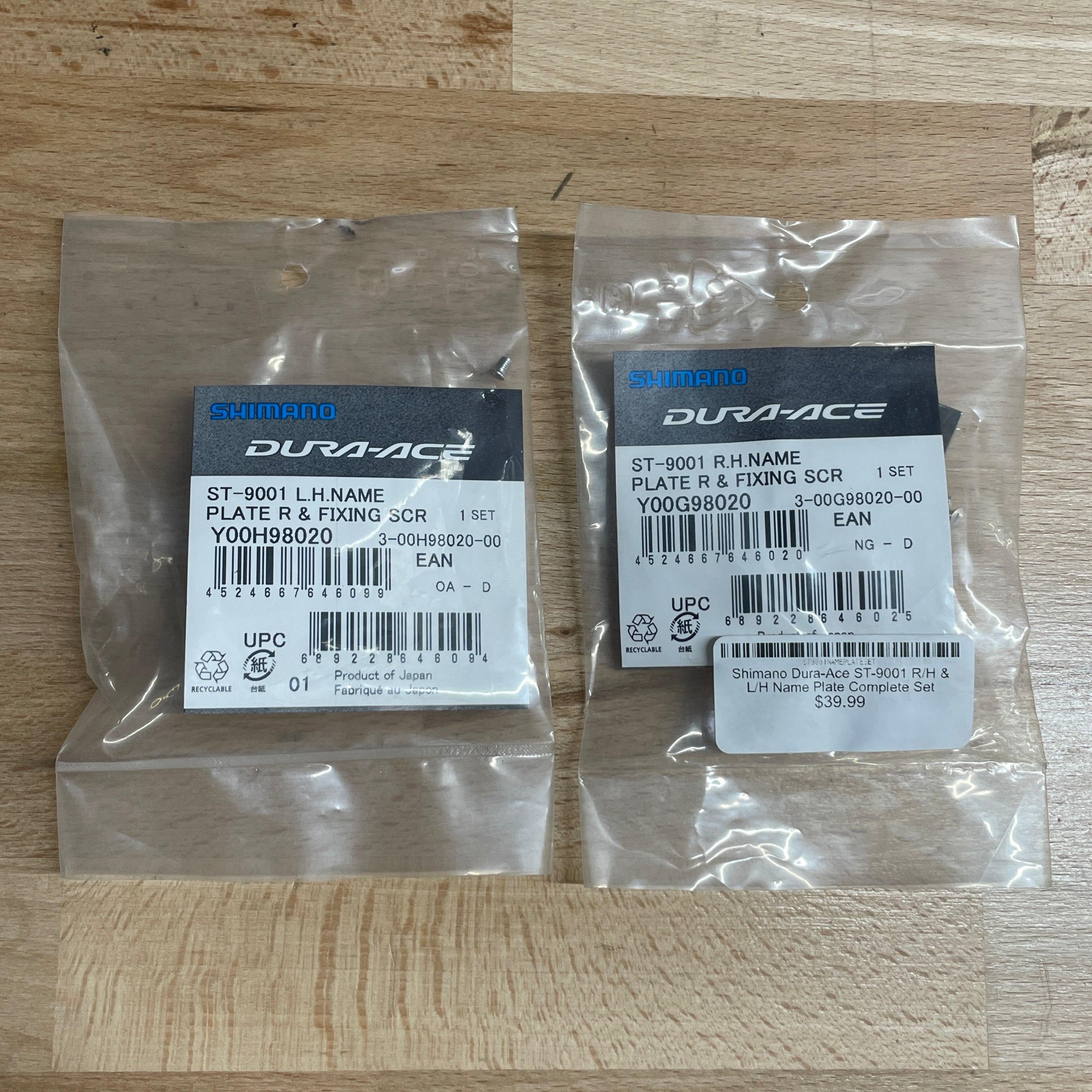 Shimano Dura-Ace ST-9001 R/H & L/H Name Plate Complete Set
