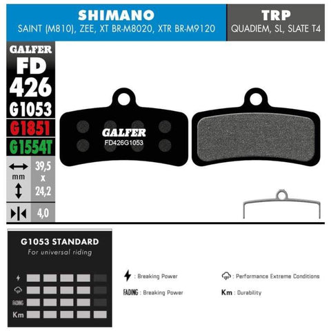 Galfer Brake - Pads Galfer FD426 Brake Pad Standard Compound - Shimano XTR 9120, Zee, Saint 8400170063881