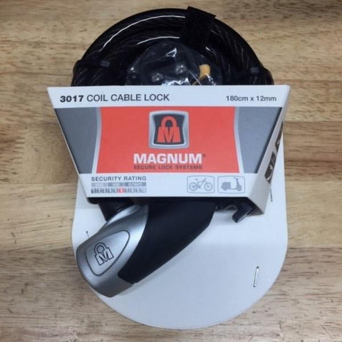 Magnum Locks Magnum 3017 Key 12mm x 180cm Coil Cable Lock c/w Bracket 7290001230176